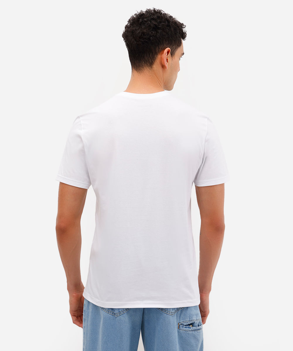 camiseta masculina de algodão básica manga curta branca