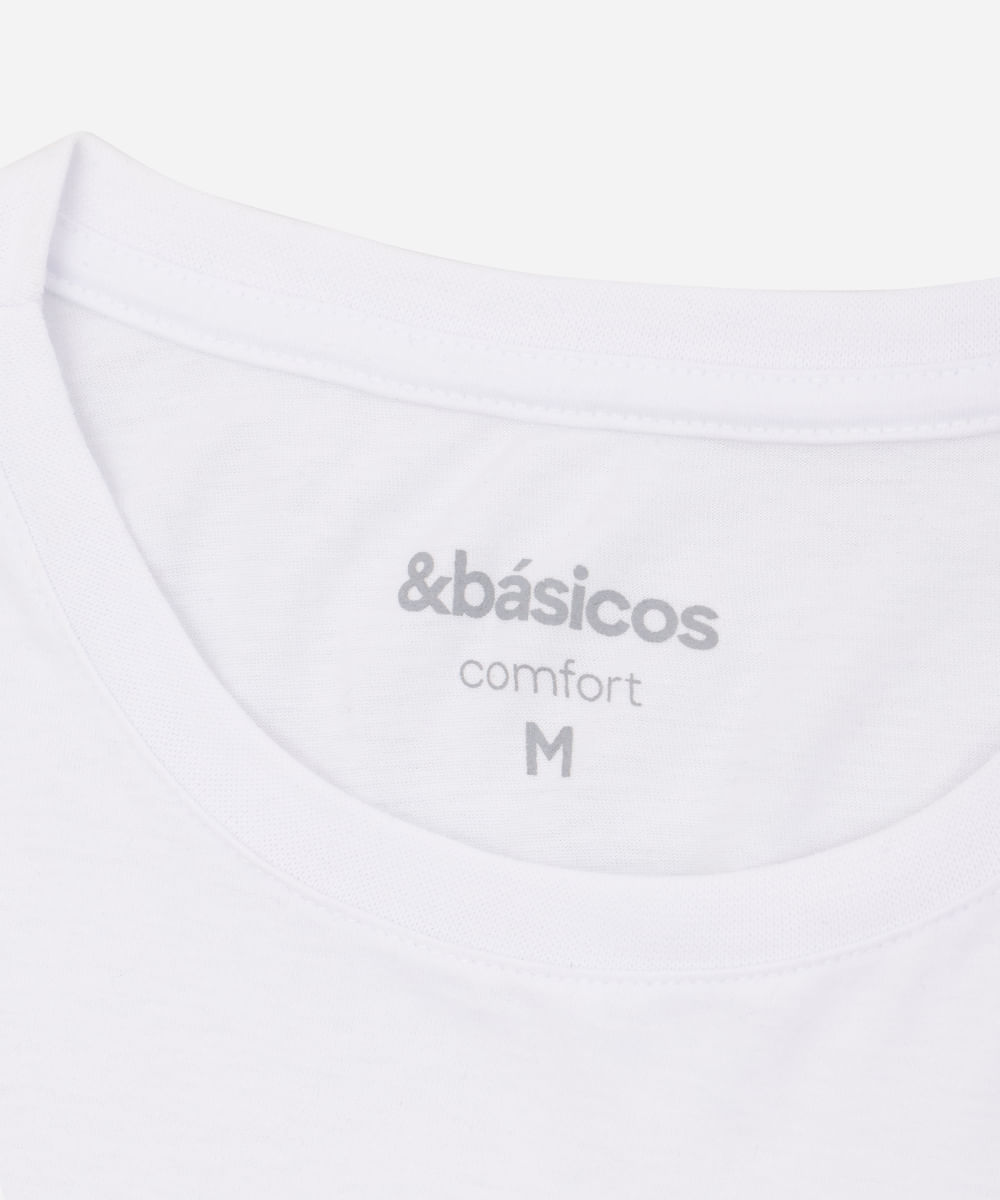 camiseta masculina de algodão básica manga curta branca