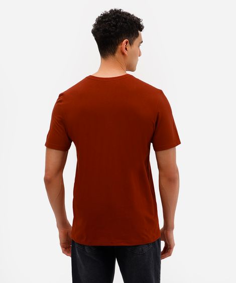 camiseta masculina de algodão básica manga curta laranja