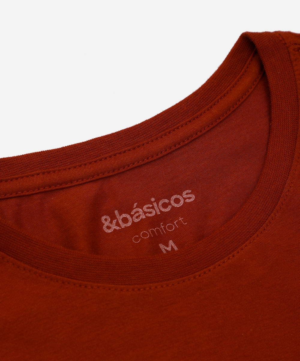 camiseta masculina de algodão básica manga curta laranja