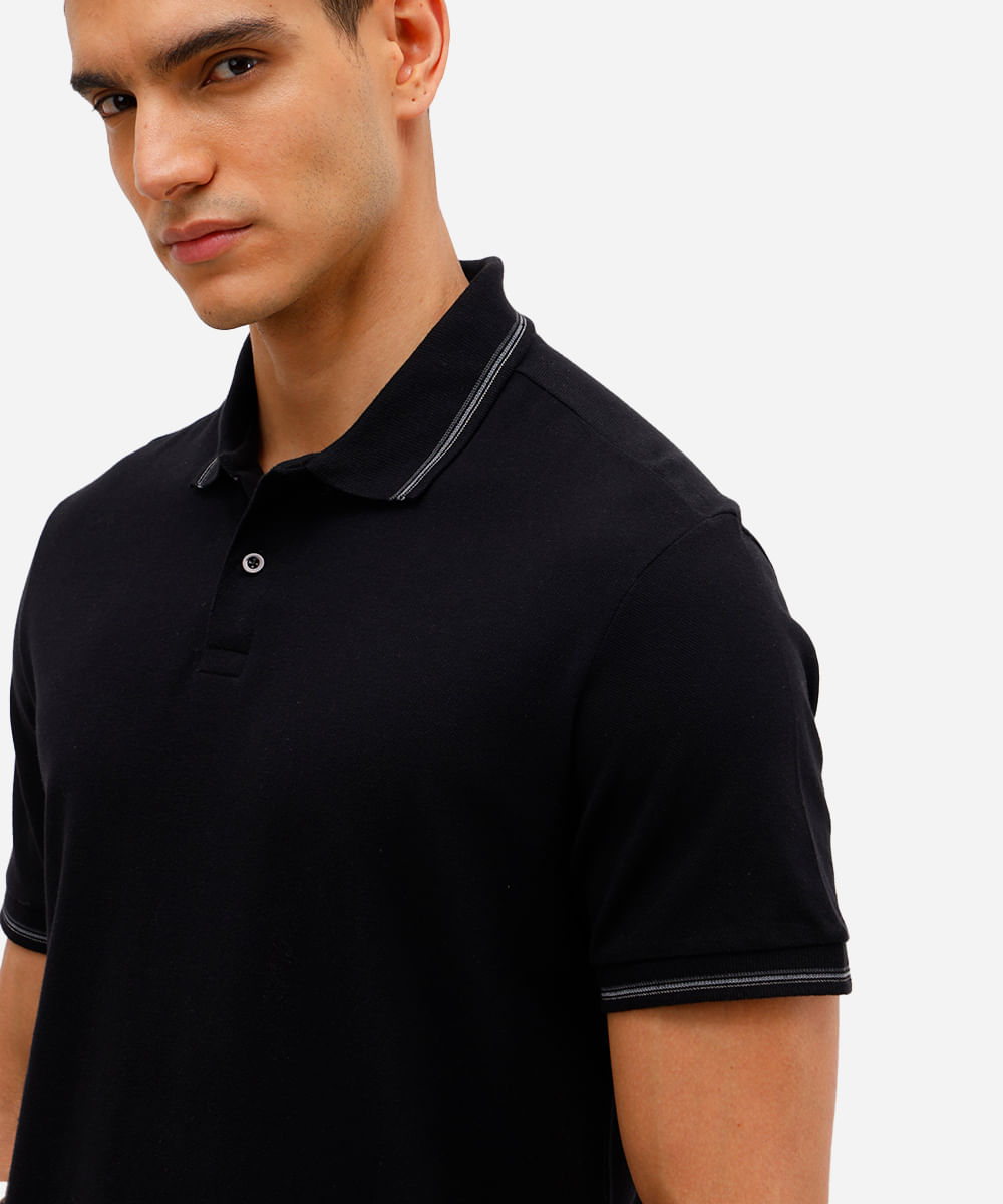 polo básica tradicional piquet preta