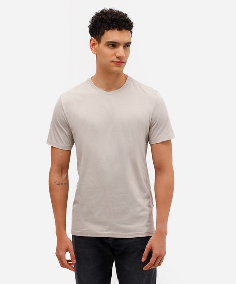 camiseta masculina de algodão básica manga curta cinza