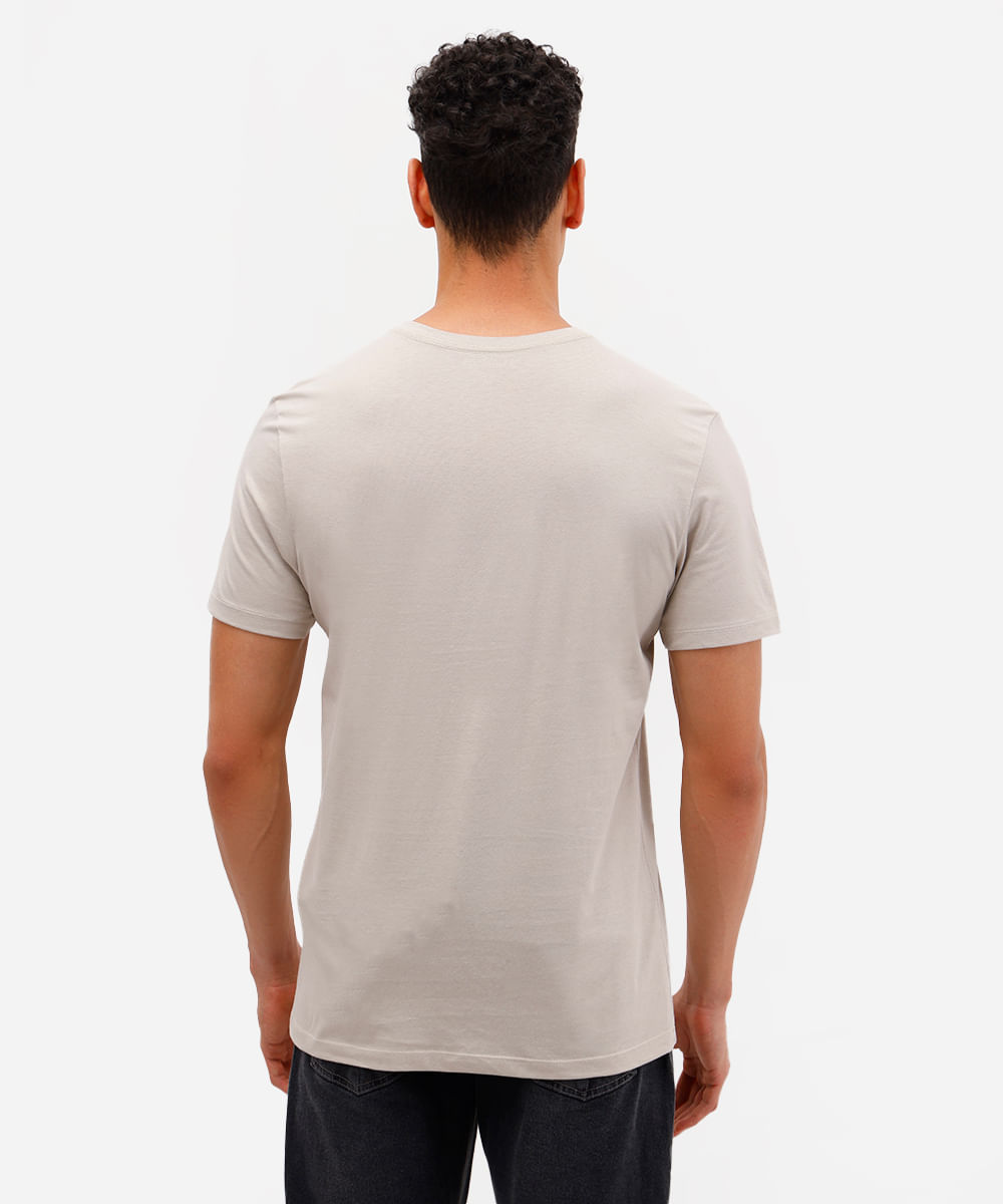 camiseta masculina de algodão básica manga curta cinza