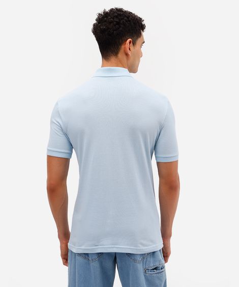 polo básica manga curta azul
