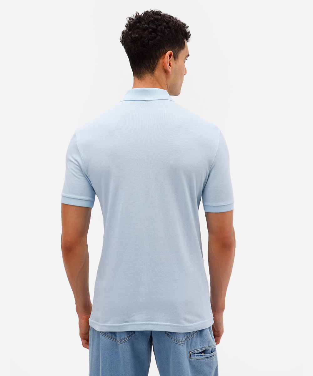 polo básica manga curta azul