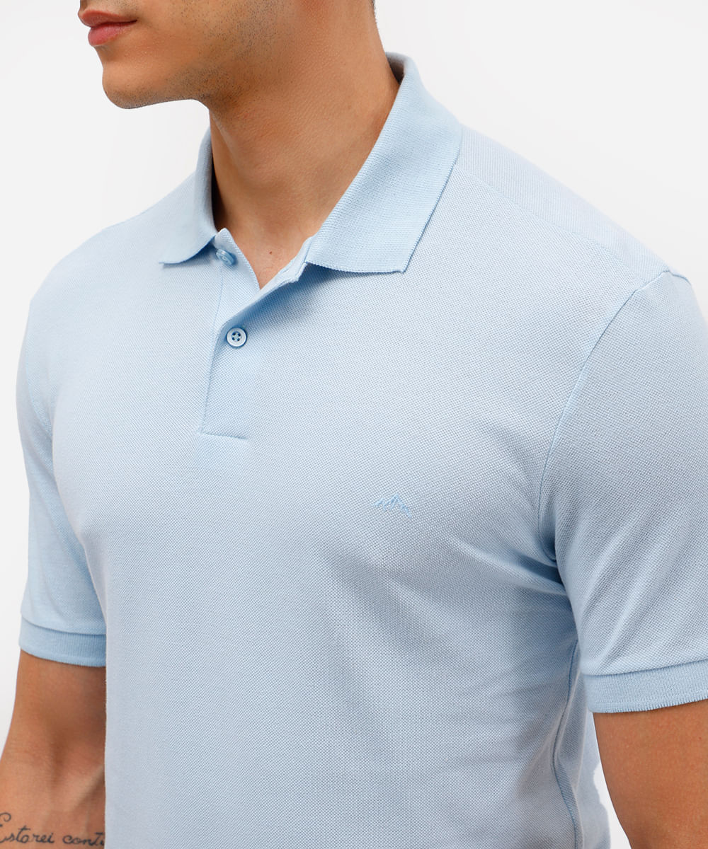 polo básica manga curta azul