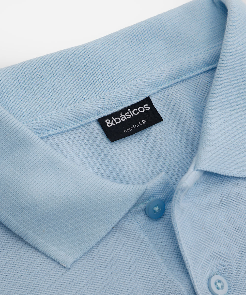 polo básica manga curta azul