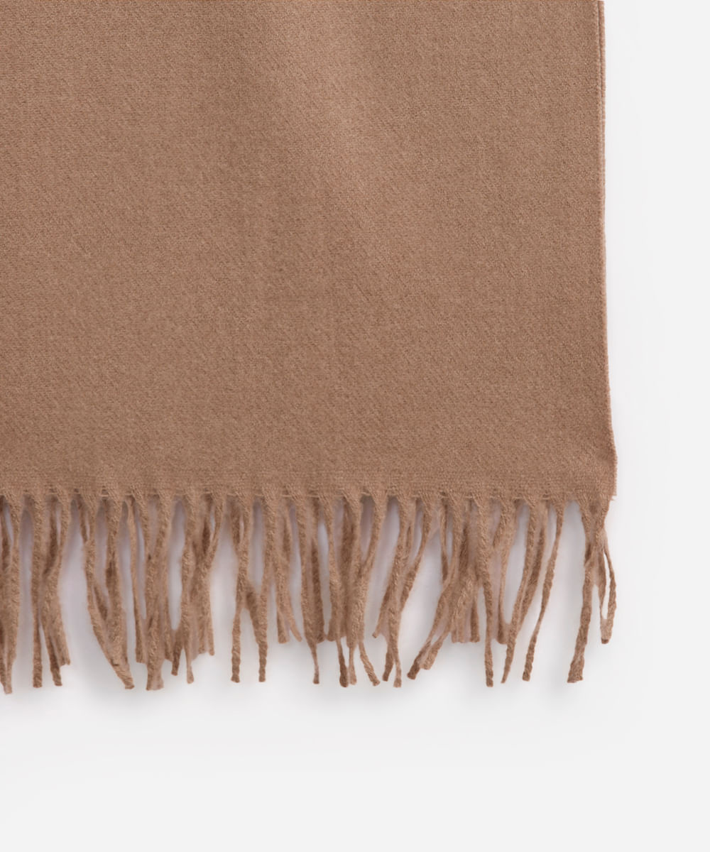 cachecol masculino com viscose e franjas bege