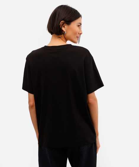 camiseta comfort feminina de algodão peruano interlock preta