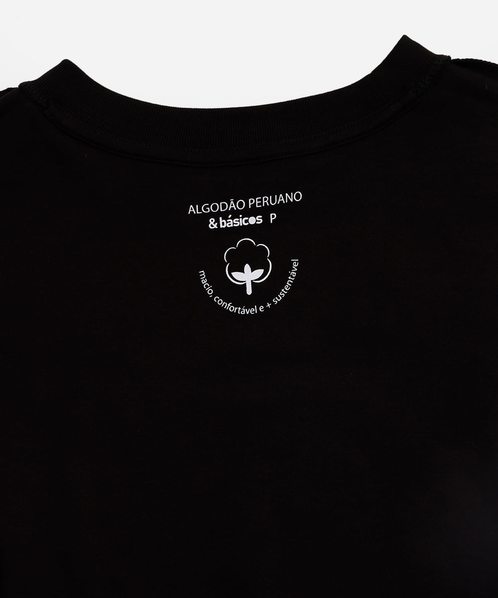 camiseta comfort feminina de algodão peruano interlock preta