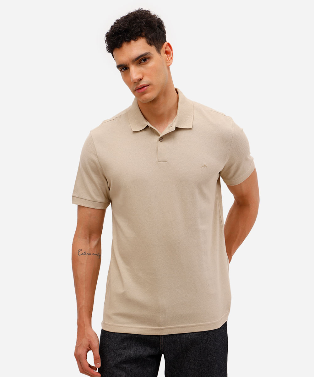 polo básica manga curta - kaki claro