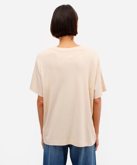 camiseta comfort feminina de algodão peruano interlock bege