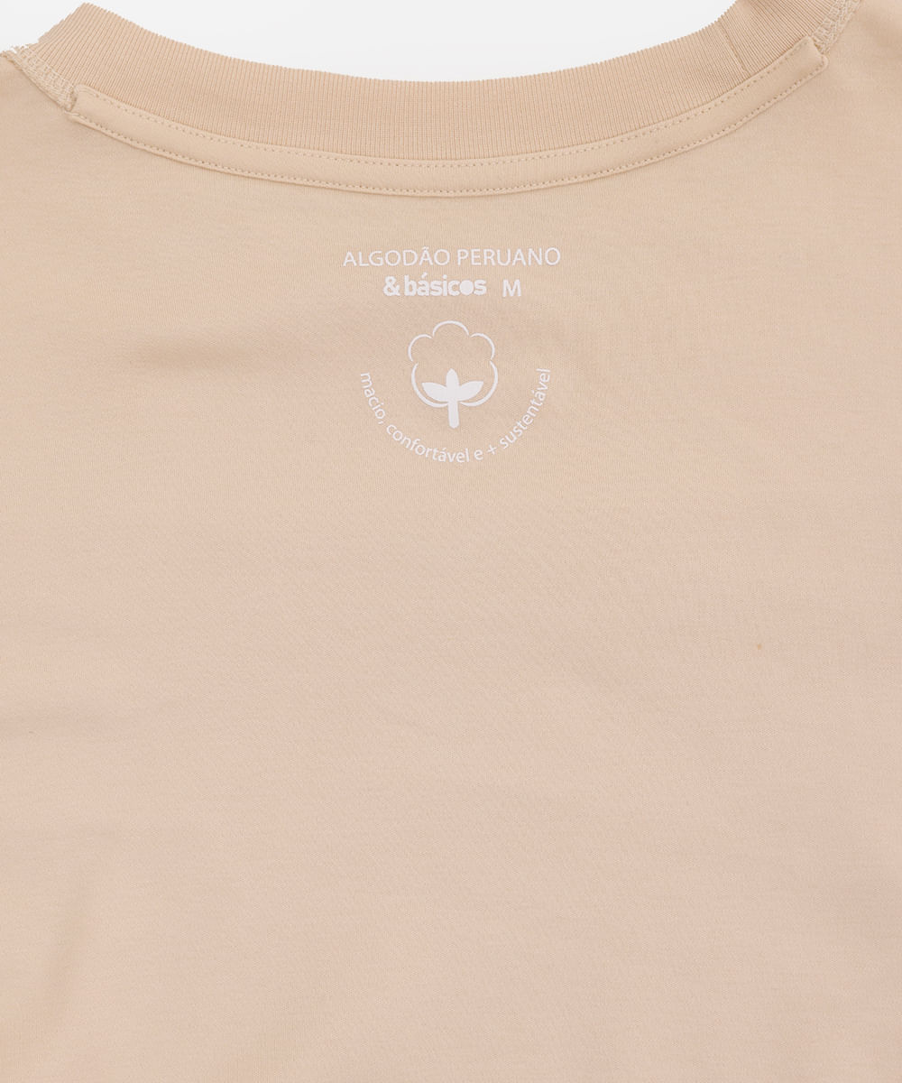 camiseta comfort feminina de algodão peruano interlock bege