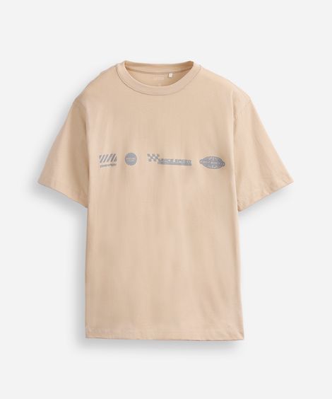 camiseta de algodão juvenil race speed bege