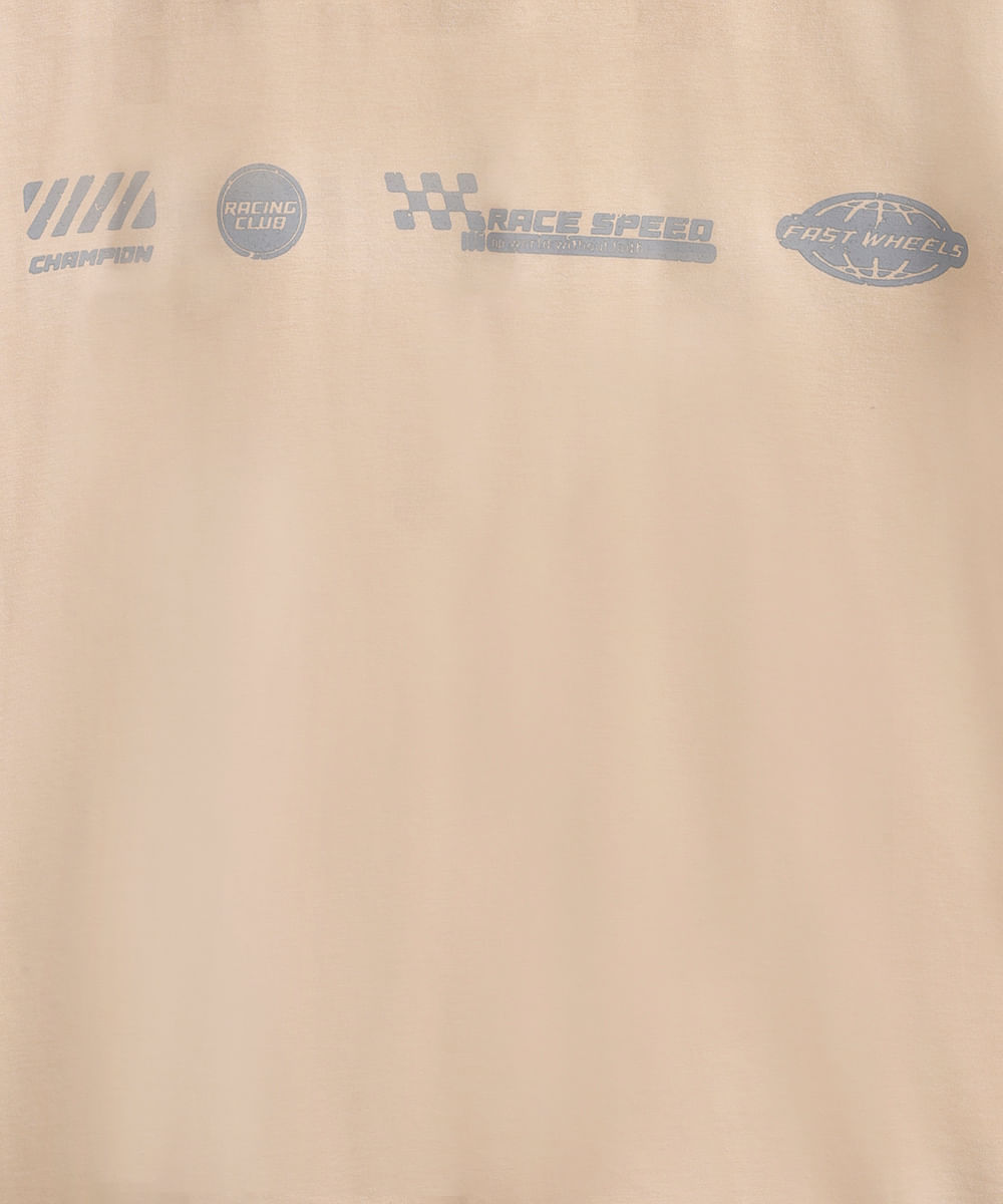 camiseta de algodão juvenil race speed bege