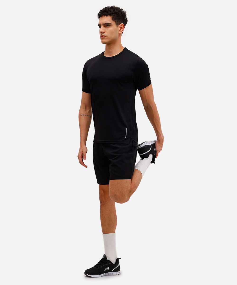short masculino esportivo com recortes preto