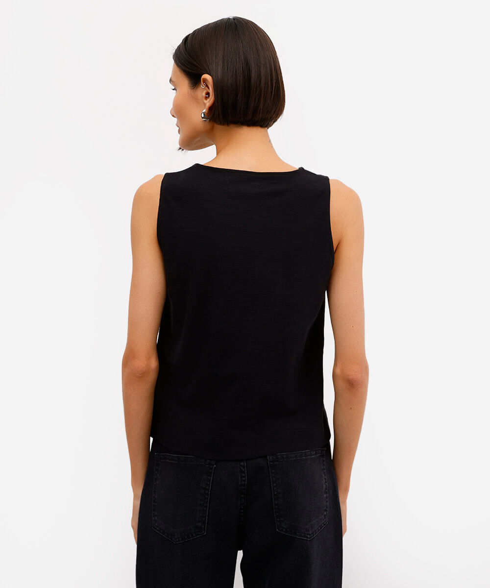 regata feminina de algodão flamê preta