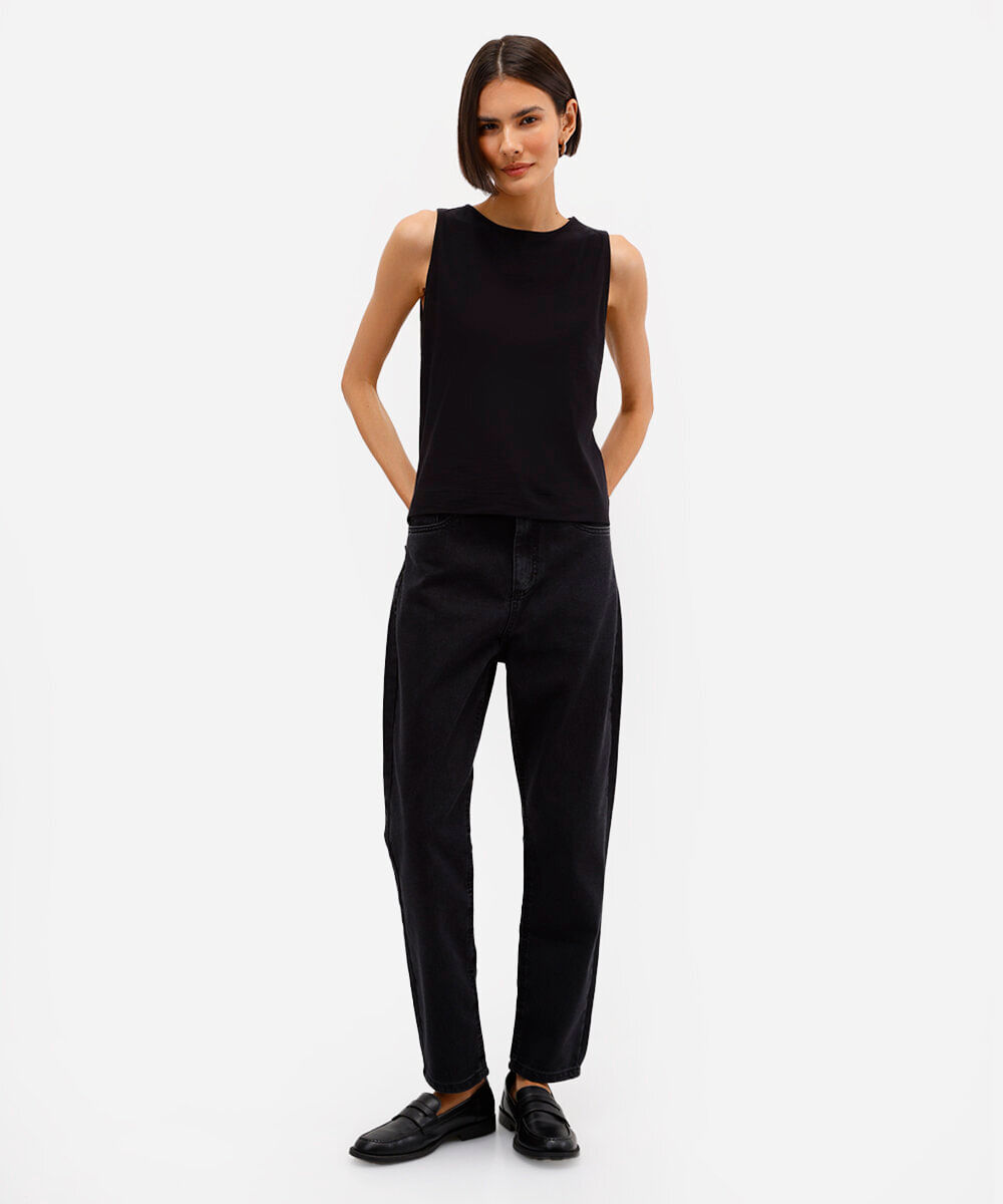 regata feminina de algodão flamê preta