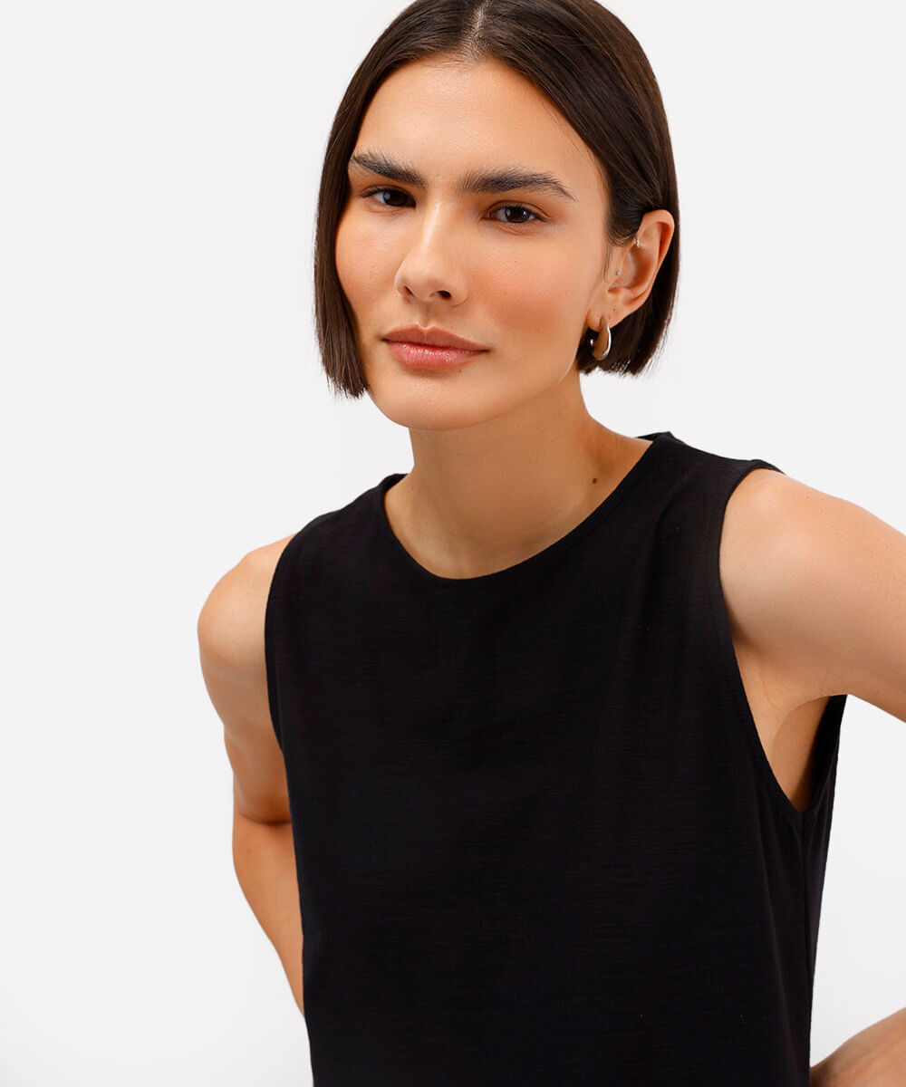 regata feminina de algodão flamê preta