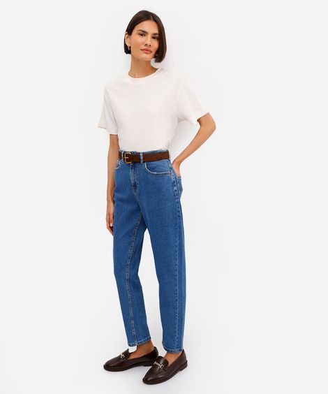 calça jeans mom cintura super alta azul