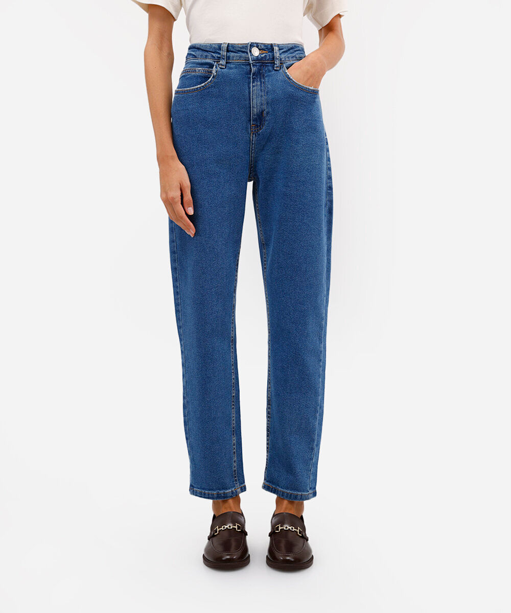 calça jeans mom cintura super alta azul
