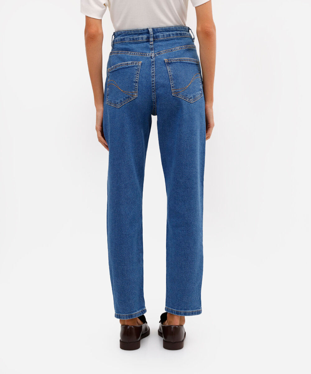 calça jeans mom cintura super alta azul