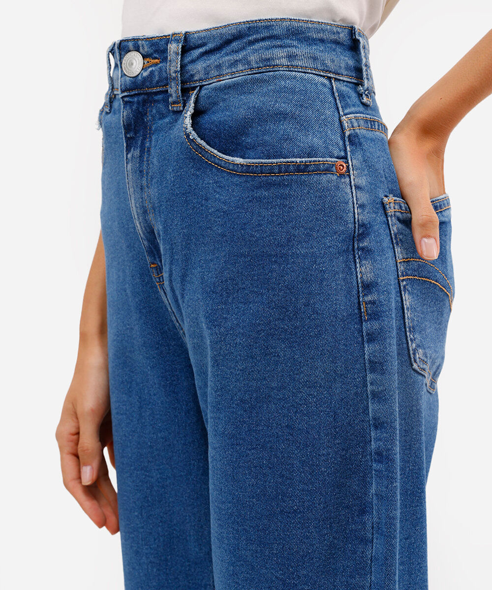 calça jeans mom cintura super alta azul