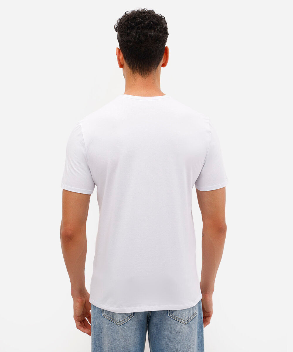 camiseta slim básica manga curta branca