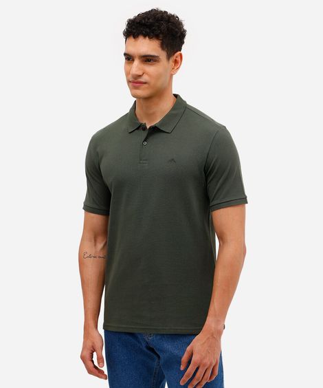 polo comfort básica de piquet - verde militar