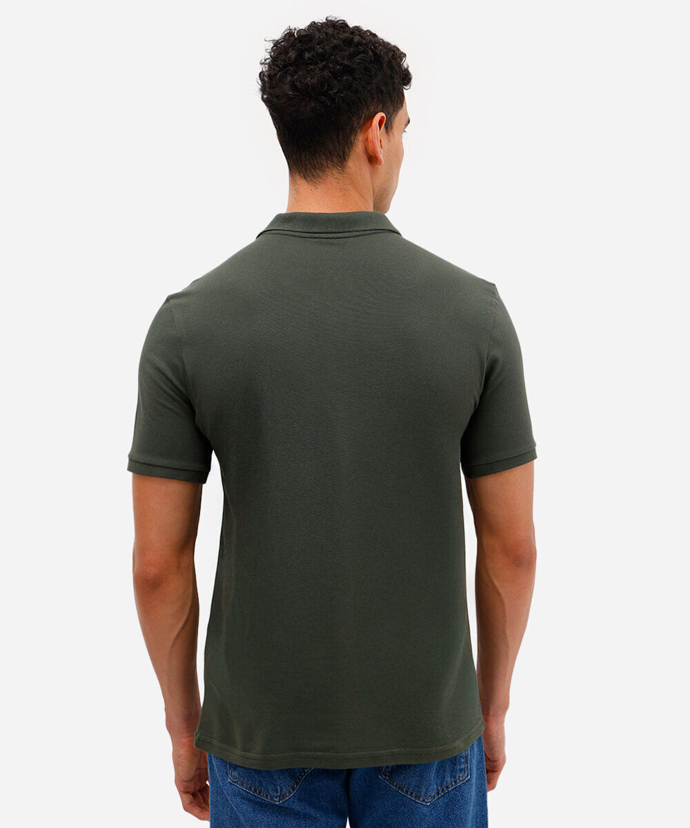 polo comfort básica de piquet - verde militar