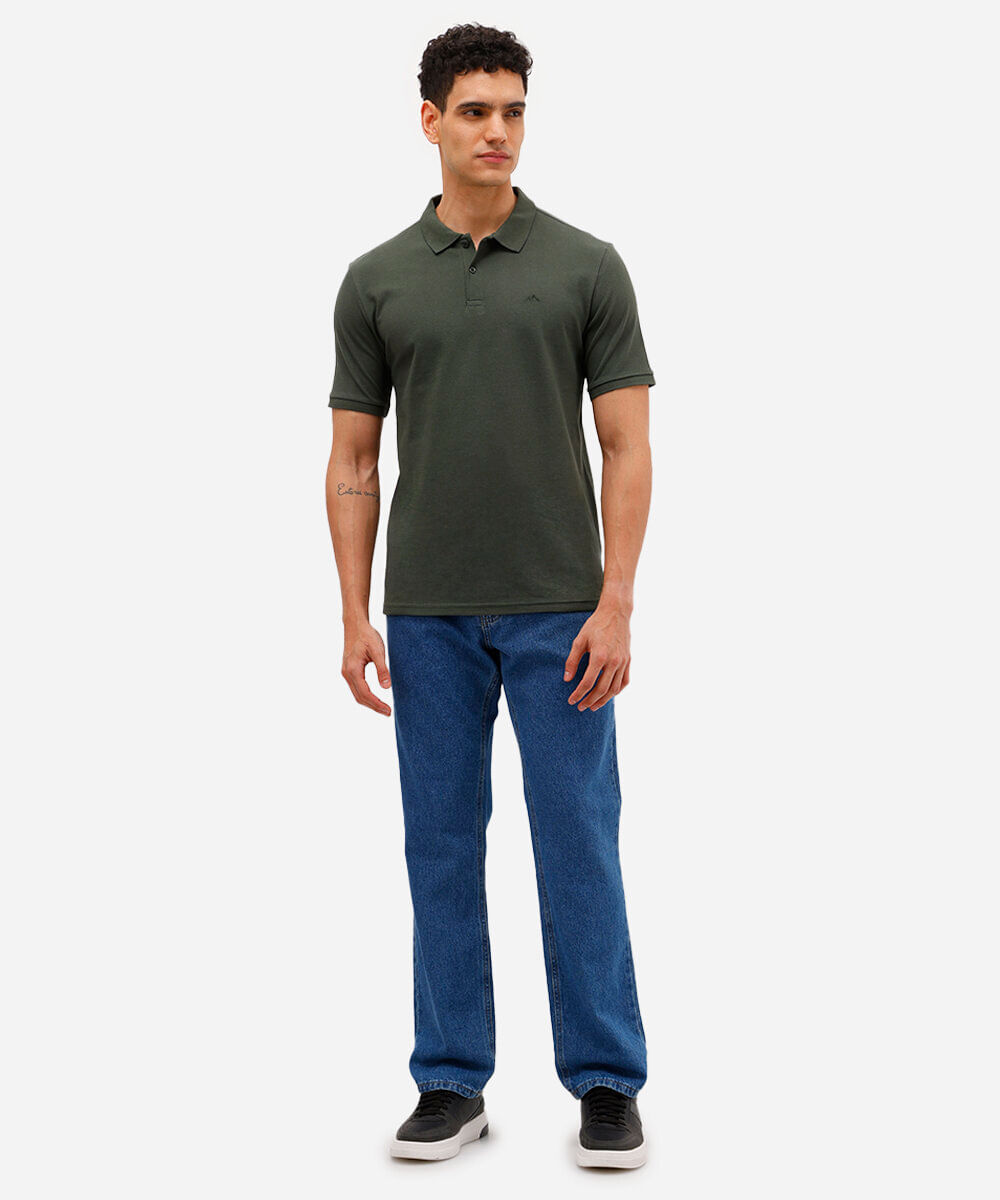 polo comfort básica de piquet - verde militar