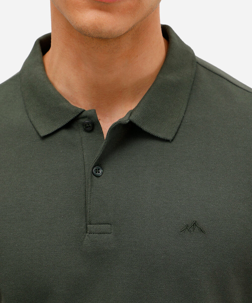 polo comfort básica de piquet - verde militar
