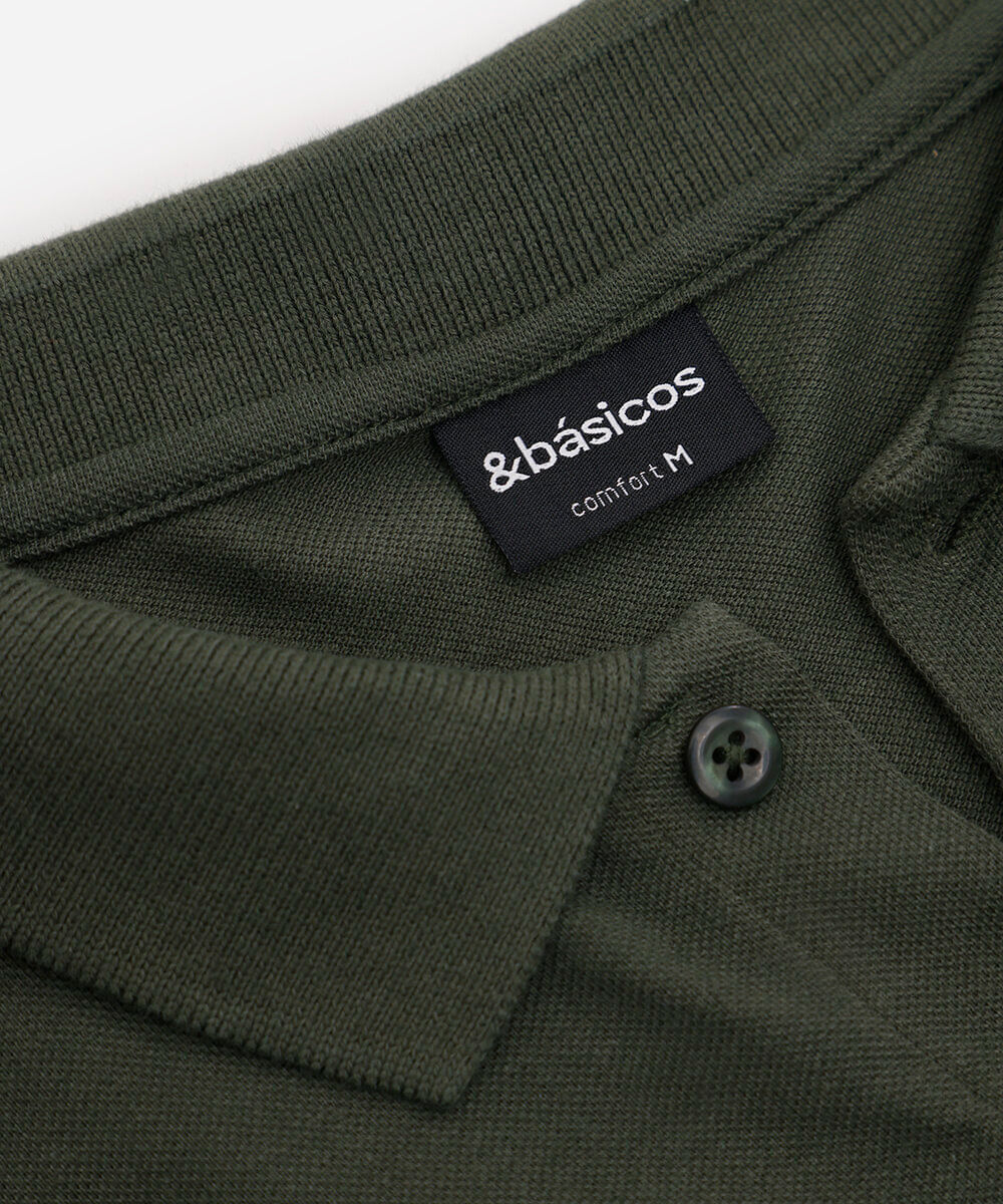 polo comfort básica de piquet - verde militar