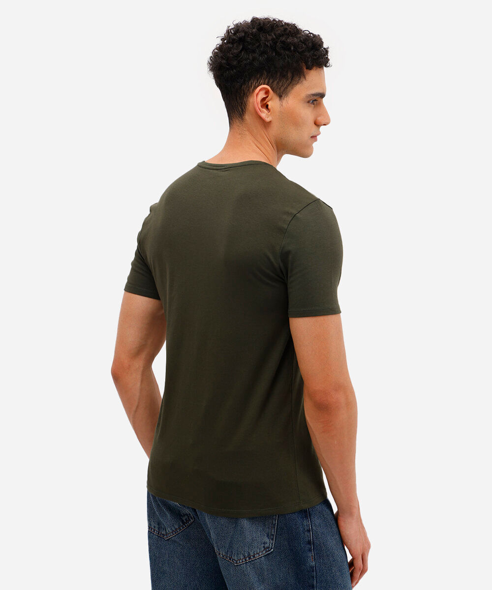 camiseta slim básica manga curta verde
