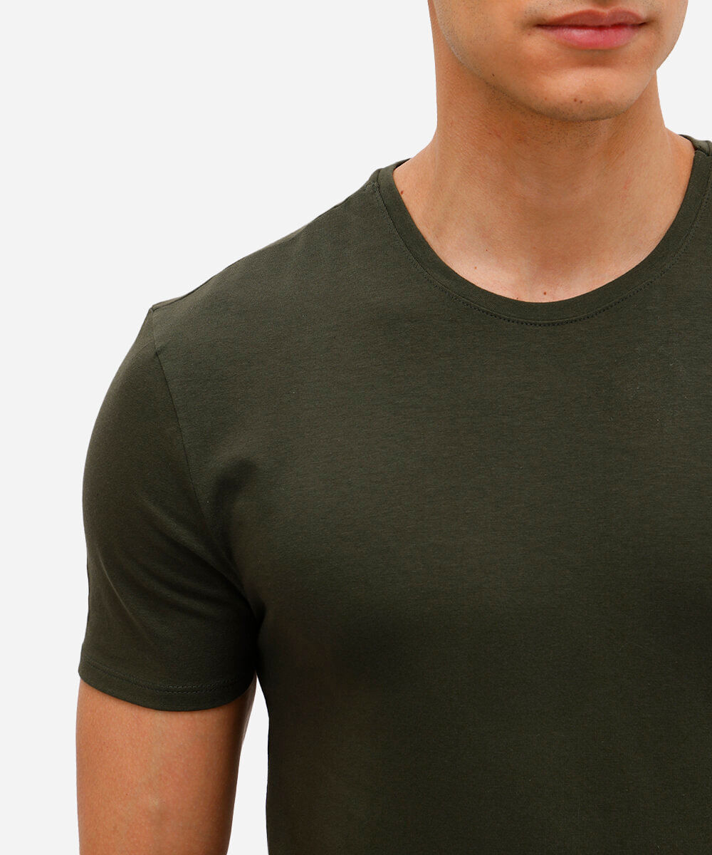 camiseta slim básica manga curta verde