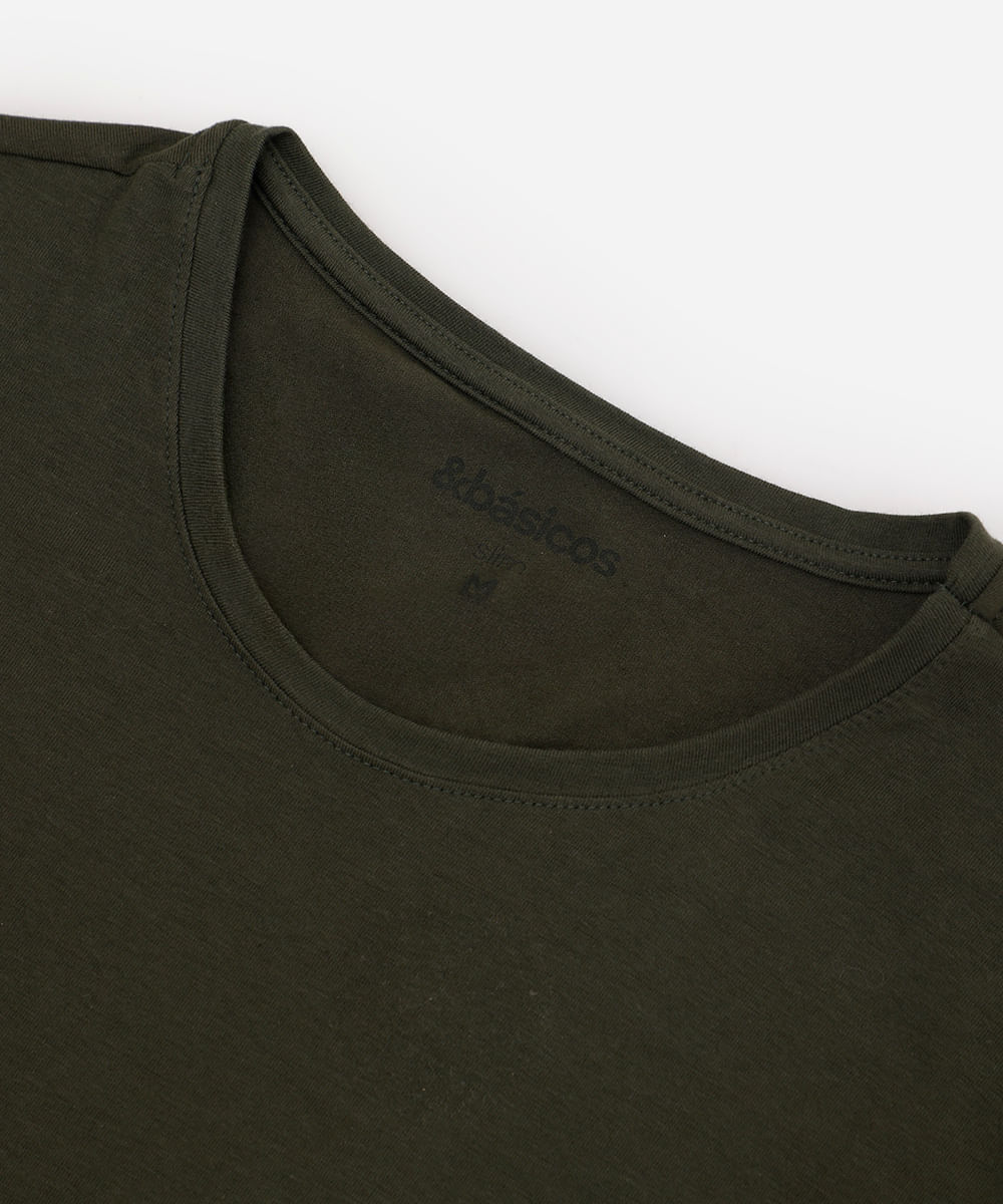 camiseta slim básica manga curta verde