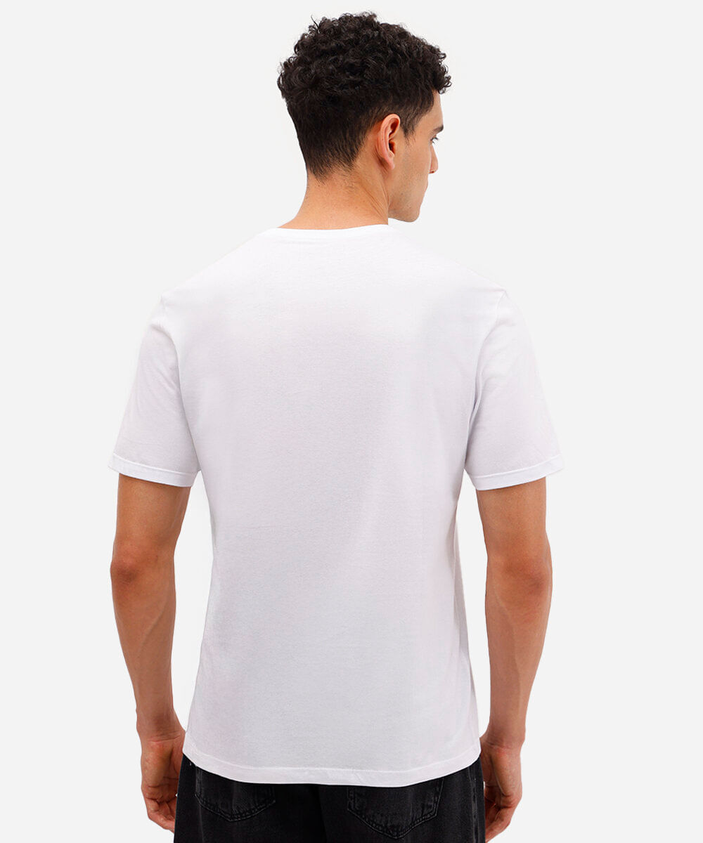 camiseta de algodão básica gola v branca