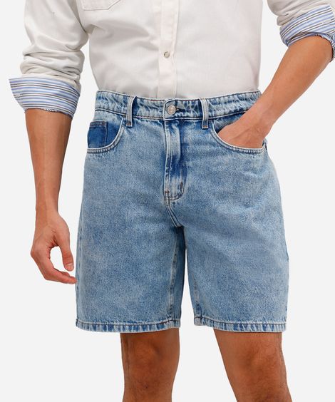 bermuda reta masculina jeans - jeans claro
