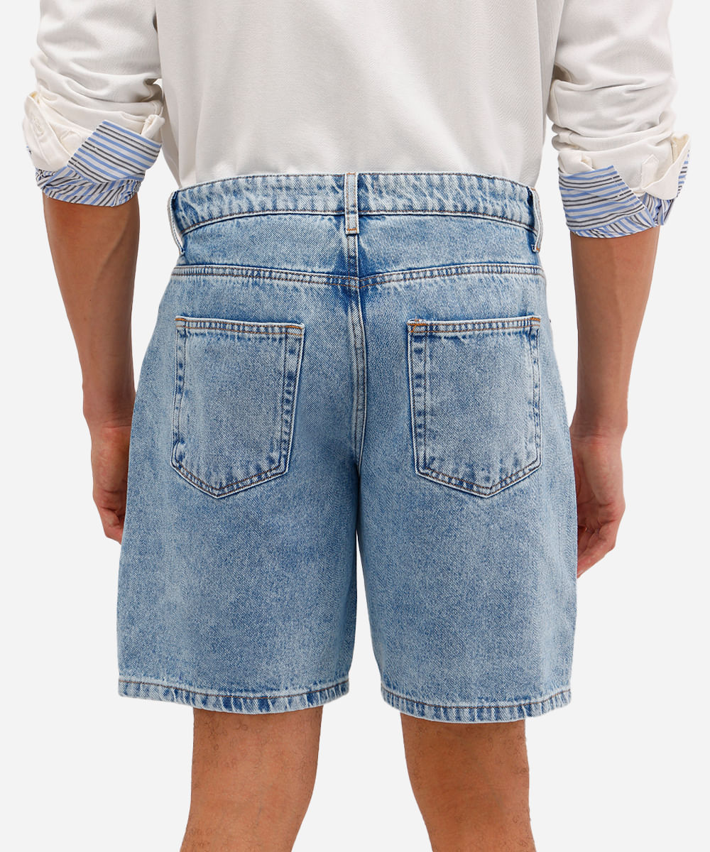 bermuda reta masculina jeans - jeans claro