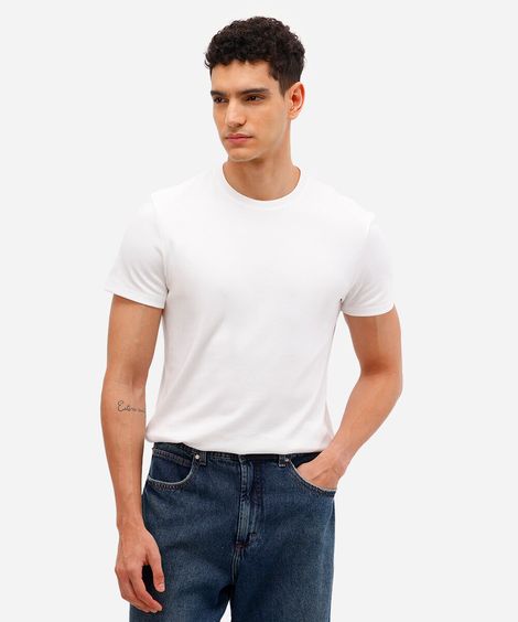 camiseta slim de algodão peruano bold branca