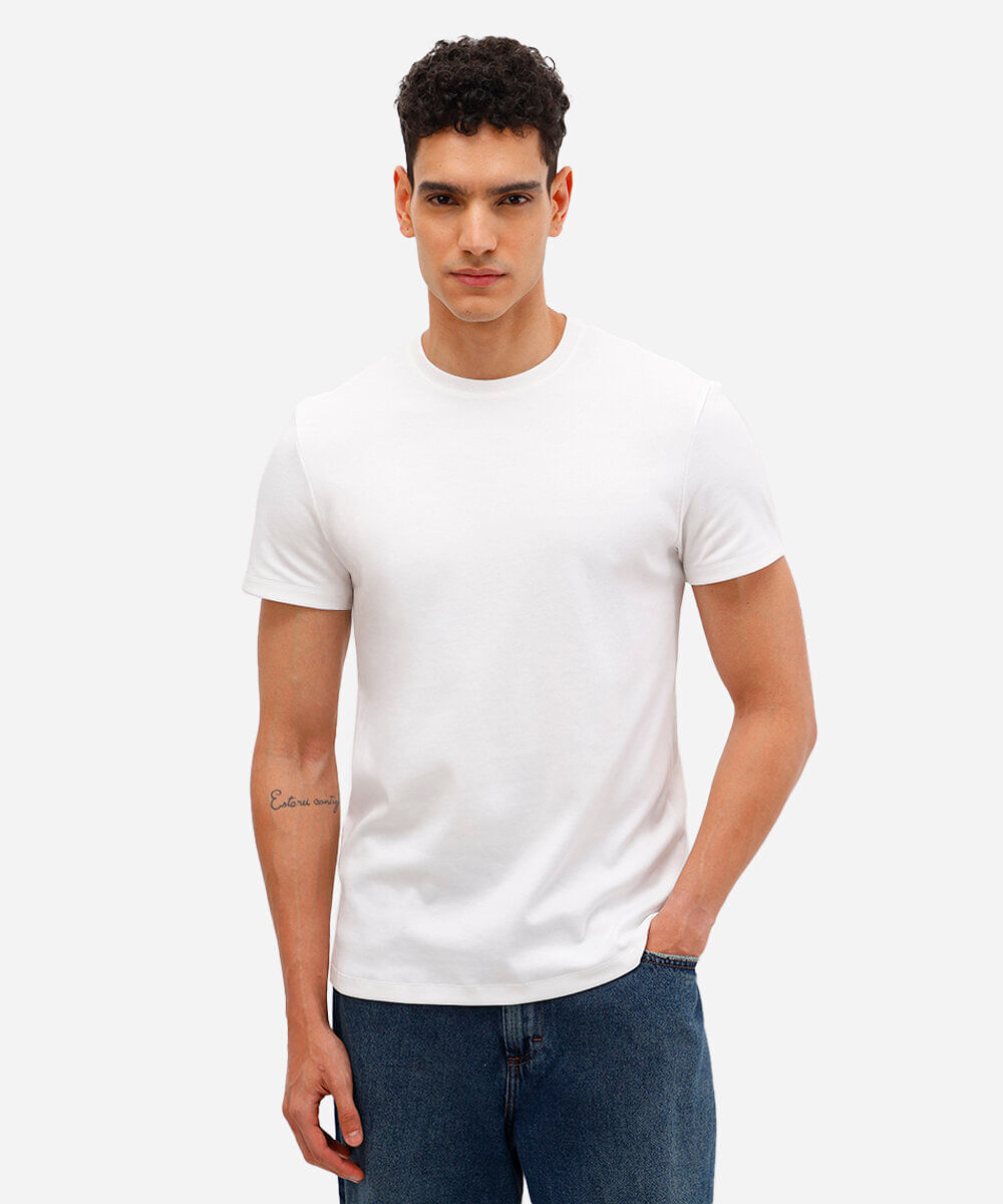 camiseta slim de algodão peruano bold branca