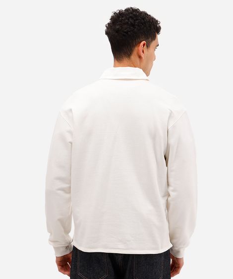 polo masculina de moletinho manga longa art district off white