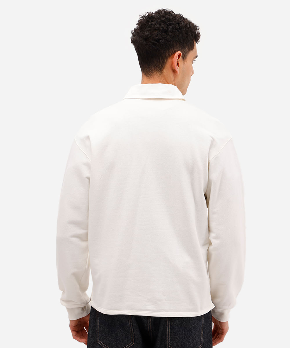 polo masculina de moletinho manga longa art district off white