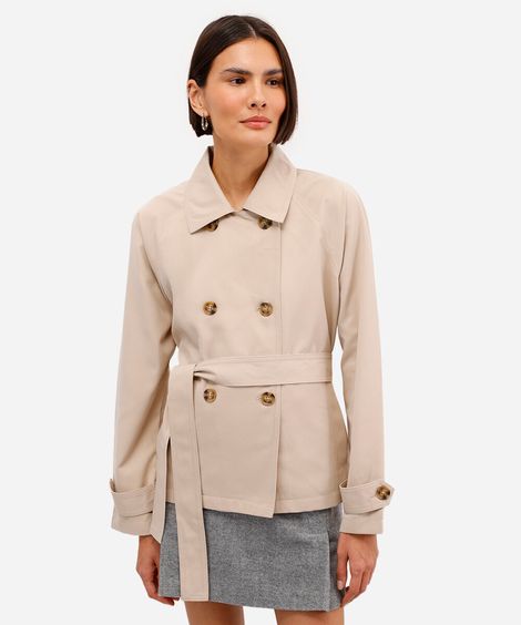casaco trench coat cropped feminino bege
