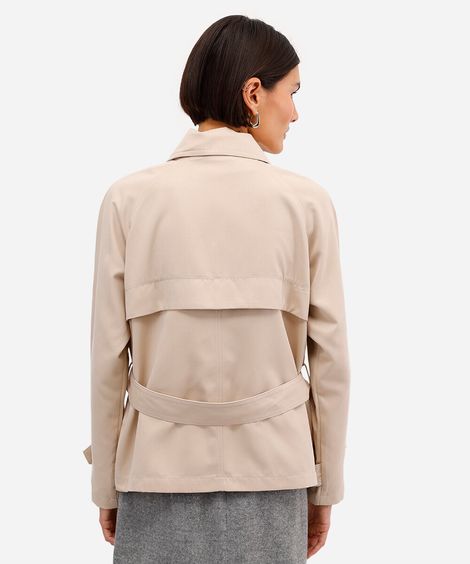casaco trench coat cropped feminino bege