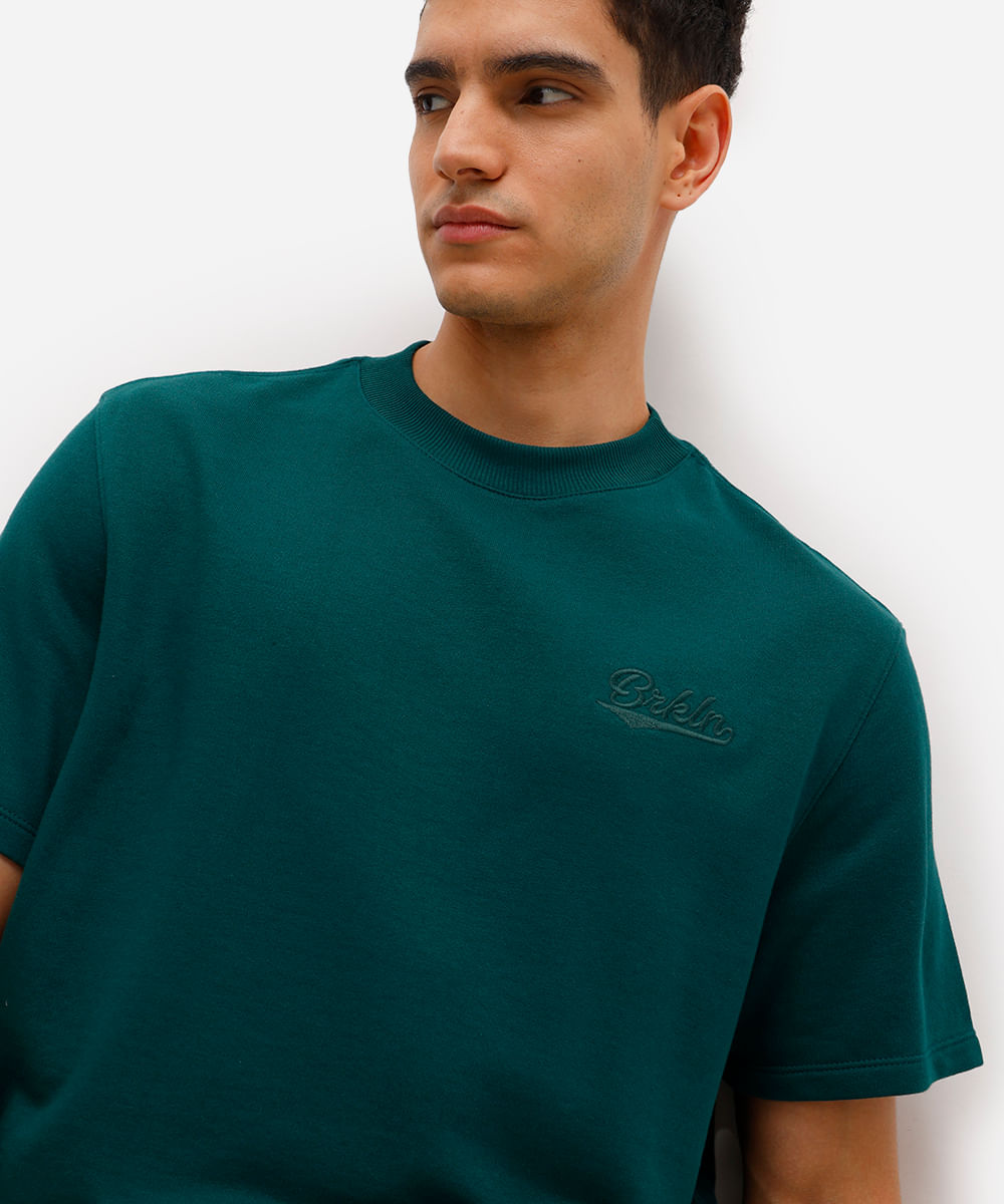 camiseta masculina de algodão manga curta brooklyn verde