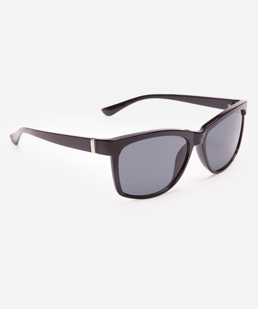 óculos de sol oval preto