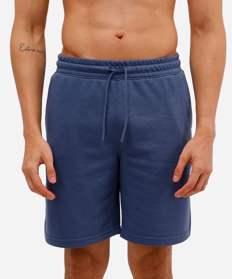 bermuda reta masculina de moletinho azul