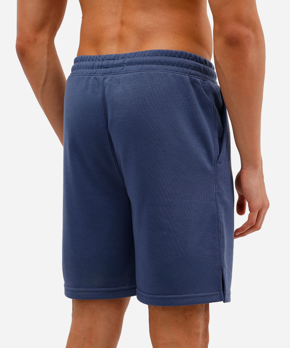 bermuda reta masculina de moletinho azul