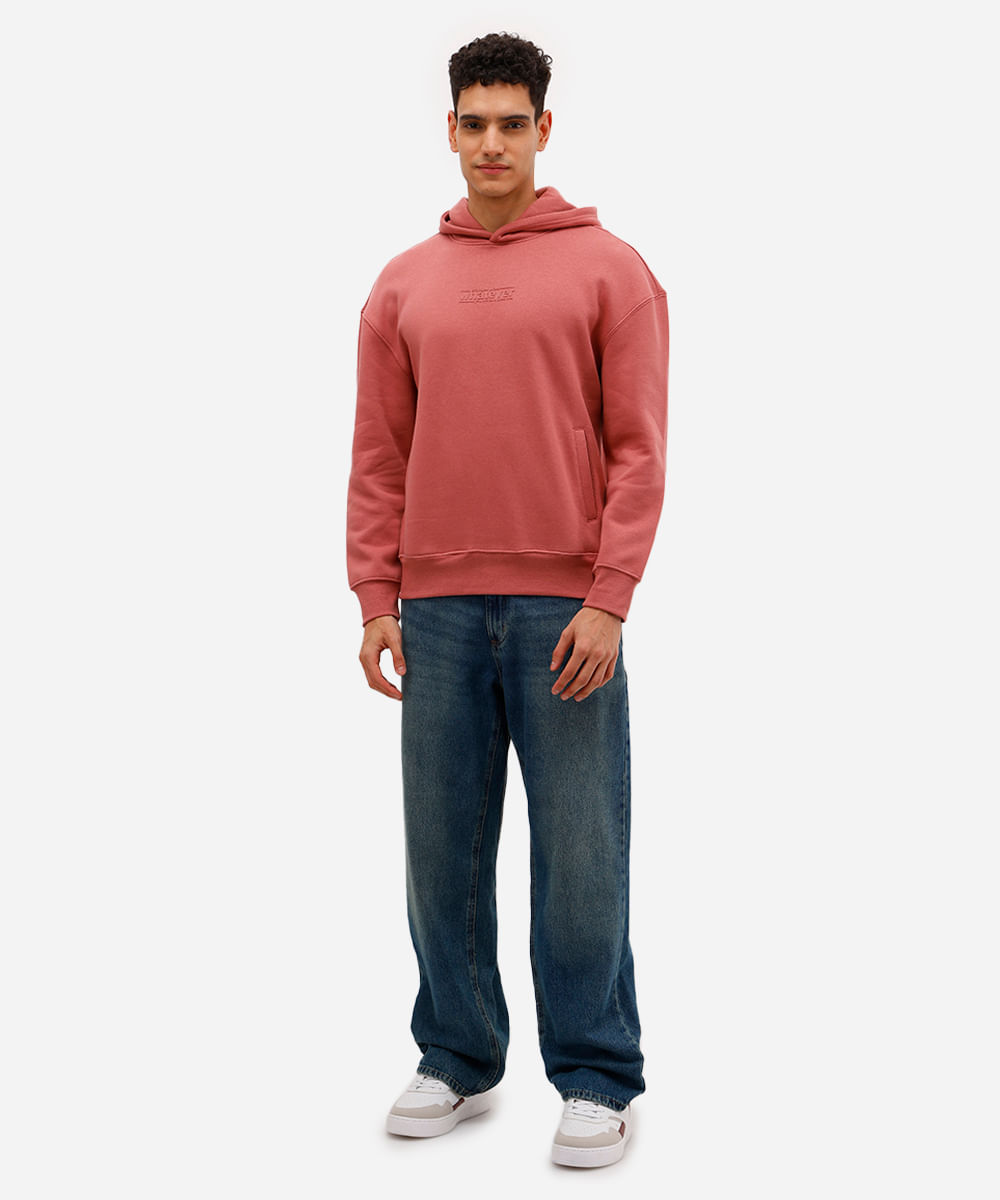 blusão masculino de moletom com capuz e bolsos whatever rosa